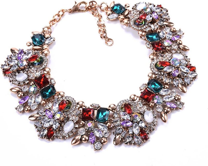 Zthread Bib Statement Necklace Colorful Glass Crystal Collar Choker Necklace for Women Fashion Accessories - Image 4